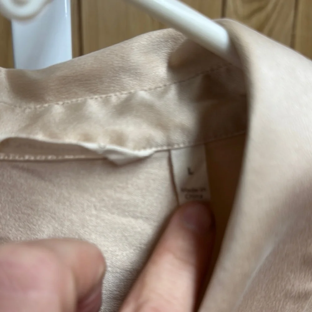 Soft Surroundings Blush Pink Silk Button-Up Shirt Large